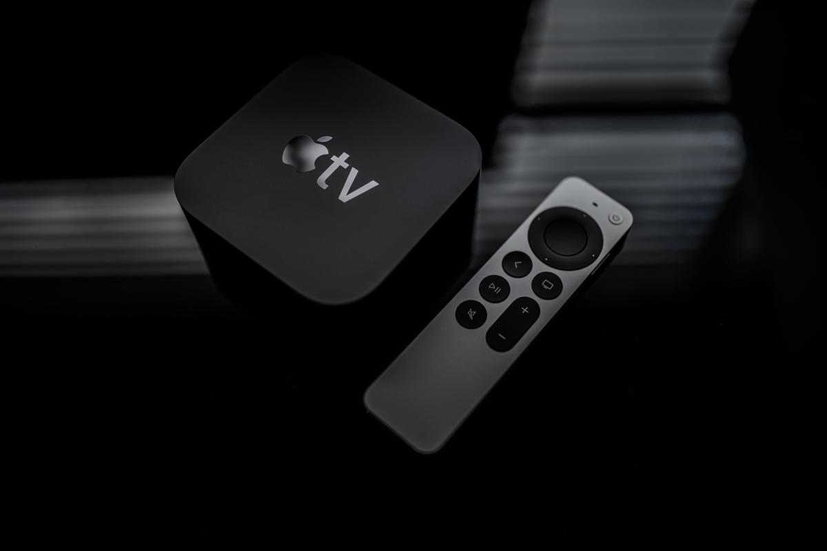 Apple TV device with a remote control